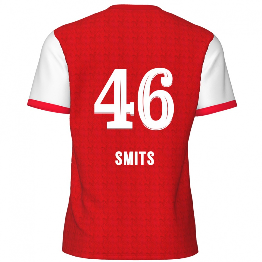 Kids Football Milan Smits #46 Red White Home Jersey 2024/25 T-Shirt