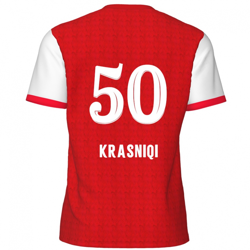 Kids Football Laurit Krasniqi #50 Red White Home Jersey 2024/25 T-Shirt