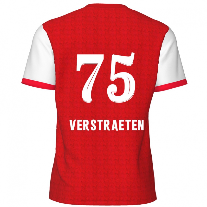 Kids Football Andreas Verstraeten #75 Red White Home Jersey 2024/25 T-Shirt