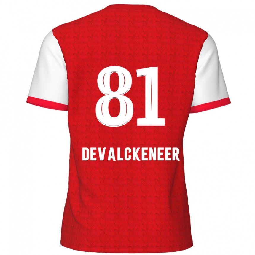 Kids Football Niels Devalckeneer #81 Red White Home Jersey 2024/25 T-Shirt