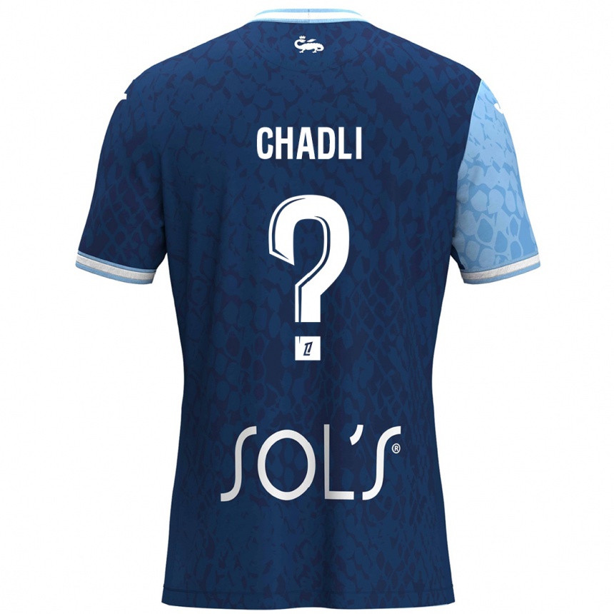 Kids Football Nassim Chadli #0 Sky Blue Dark Blue Home Jersey 2024/25 T-Shirt