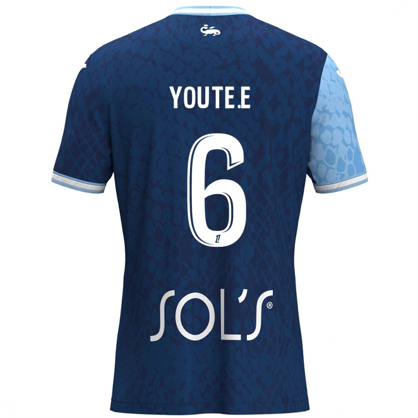 Kids Football Étienne Youté Kinkoué #6 Sky Blue Dark Blue Home Jersey 2024/25 T-Shirt