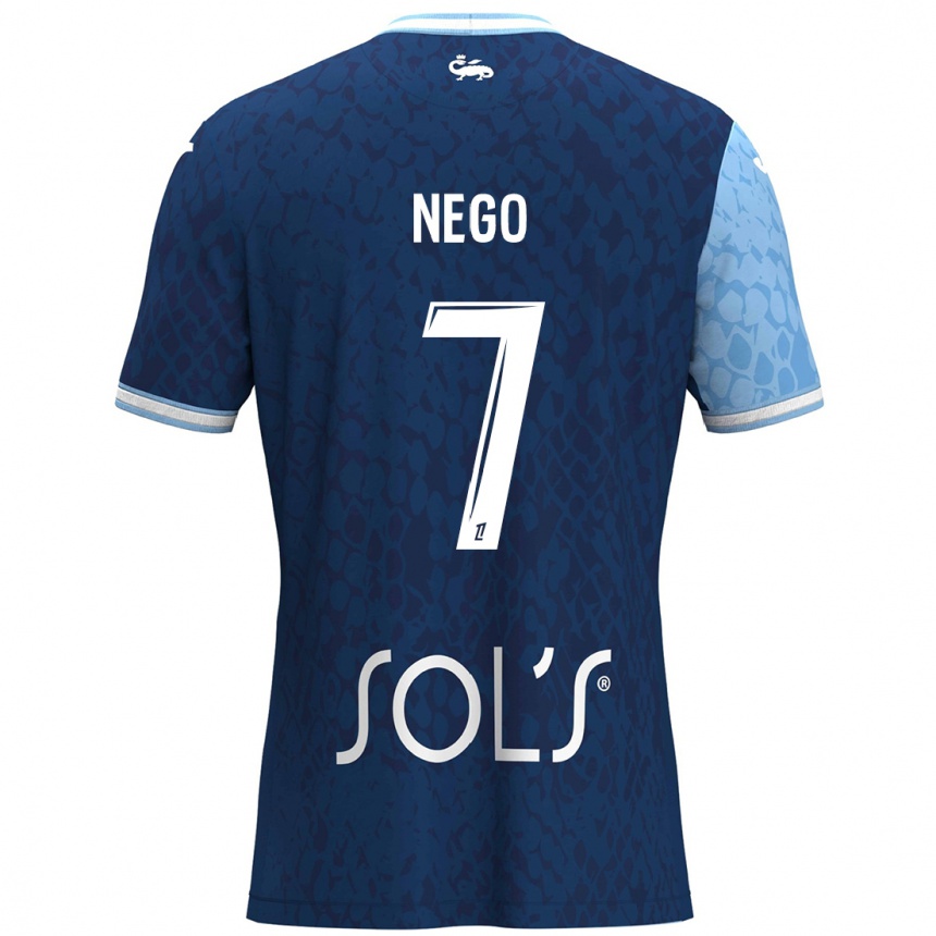 Kids Football Loïc Nego #7 Sky Blue Dark Blue Home Jersey 2024/25 T-Shirt