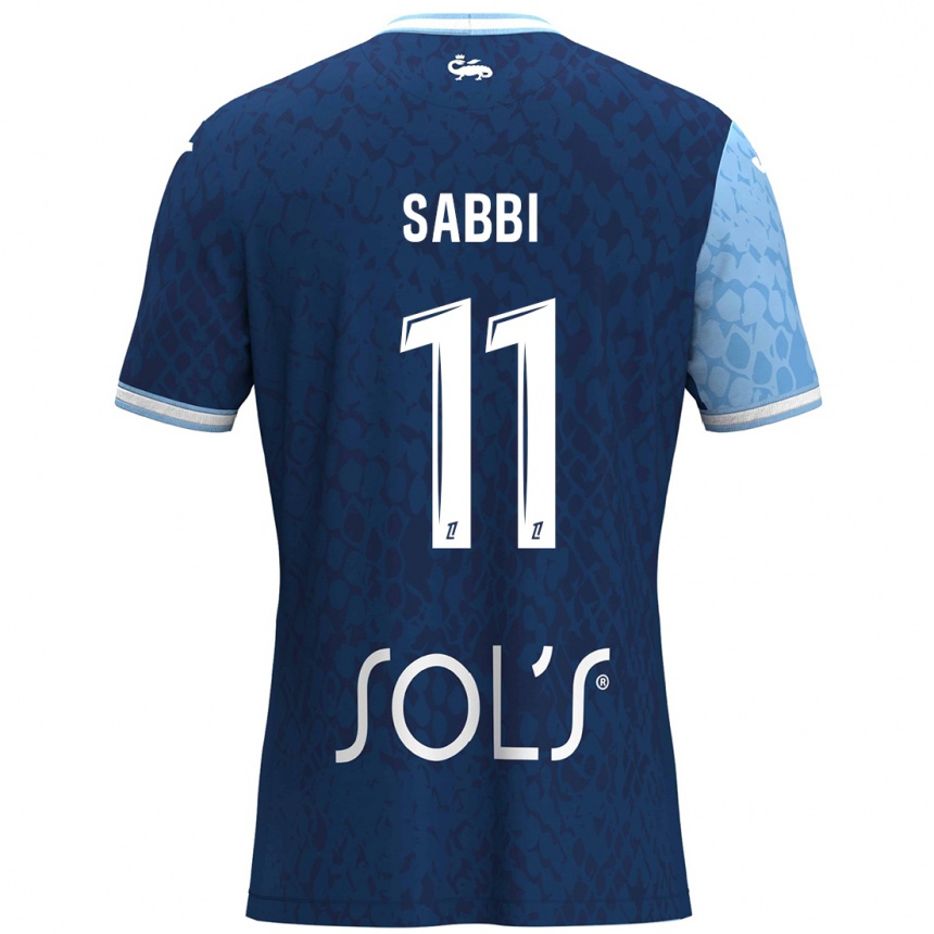 Kids Football Emmanuel Sabbi #11 Sky Blue Dark Blue Home Jersey 2024/25 T-Shirt