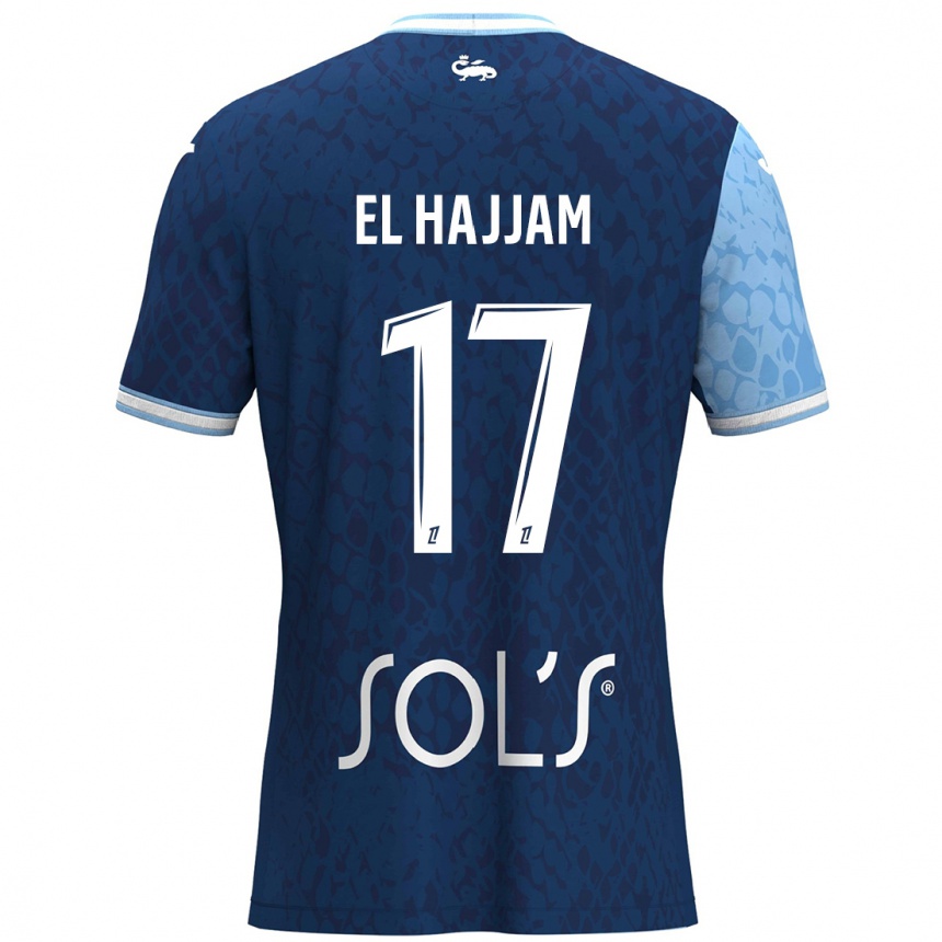 Kids Football Oualid El Hajjam #17 Sky Blue Dark Blue Home Jersey 2024/25 T-Shirt