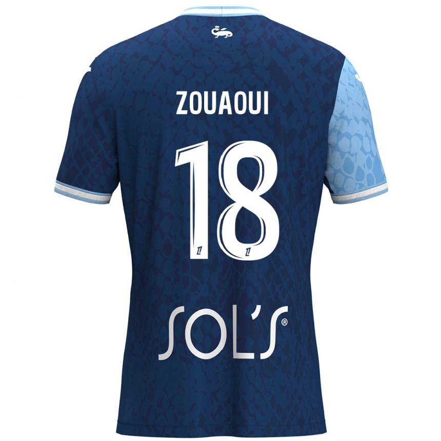 Kids Football Yanis Zouaoui #18 Sky Blue Dark Blue Home Jersey 2024/25 T-Shirt