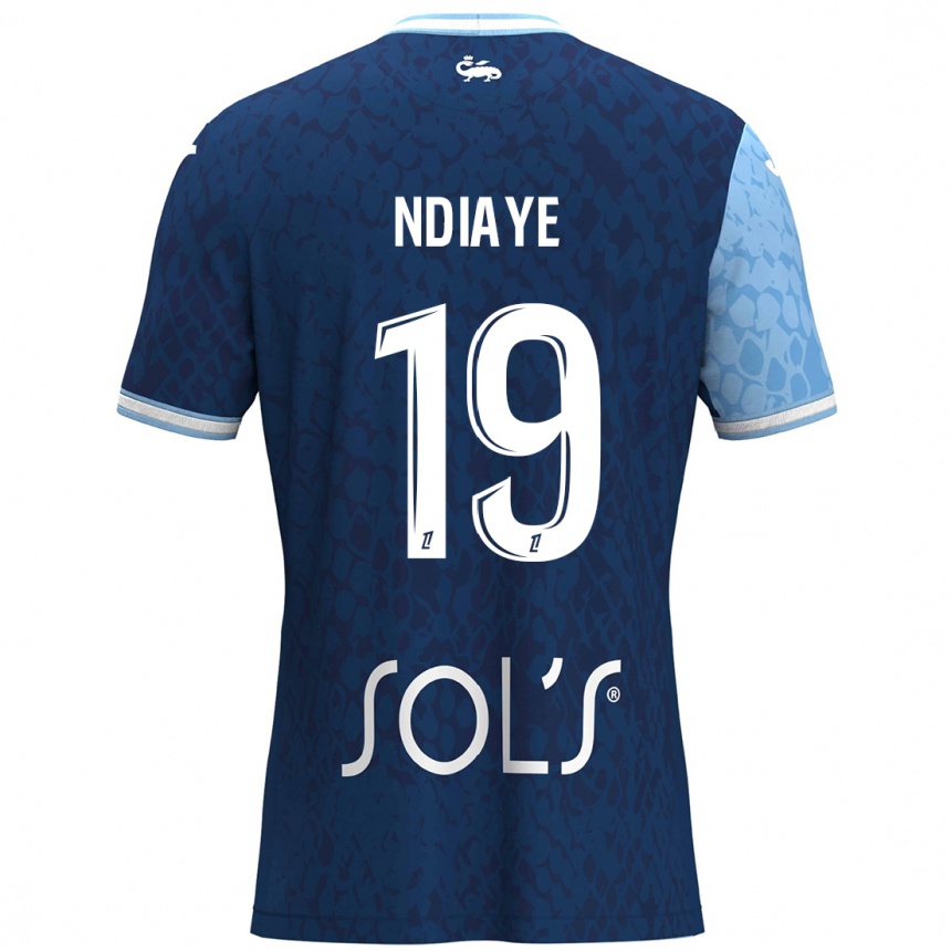 Kids Football Rassoul Ndiaye #19 Sky Blue Dark Blue Home Jersey 2024/25 T-Shirt