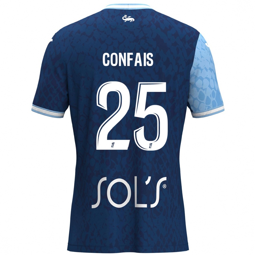 Kids Football Aloïs Confais #25 Sky Blue Dark Blue Home Jersey 2024/25 T-Shirt