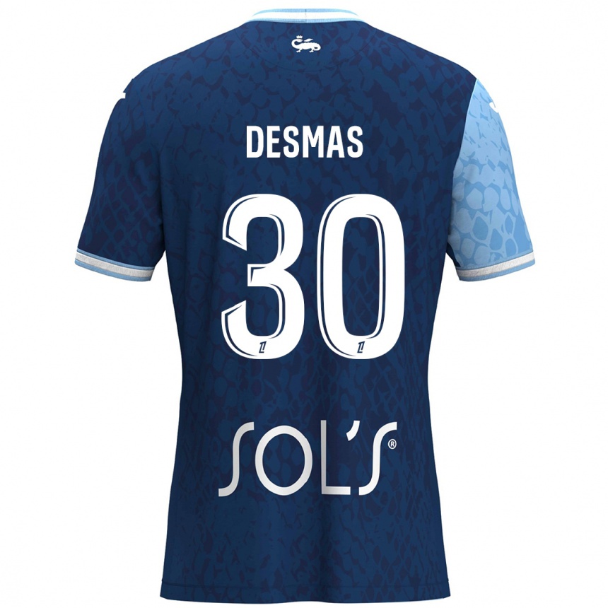 Kids Football Arthur Desmas #30 Sky Blue Dark Blue Home Jersey 2024/25 T-Shirt