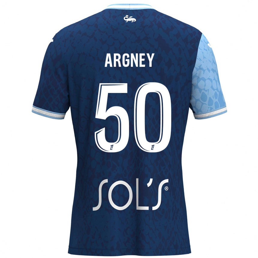 Kids Football Paul Argney #50 Sky Blue Dark Blue Home Jersey 2024/25 T-Shirt