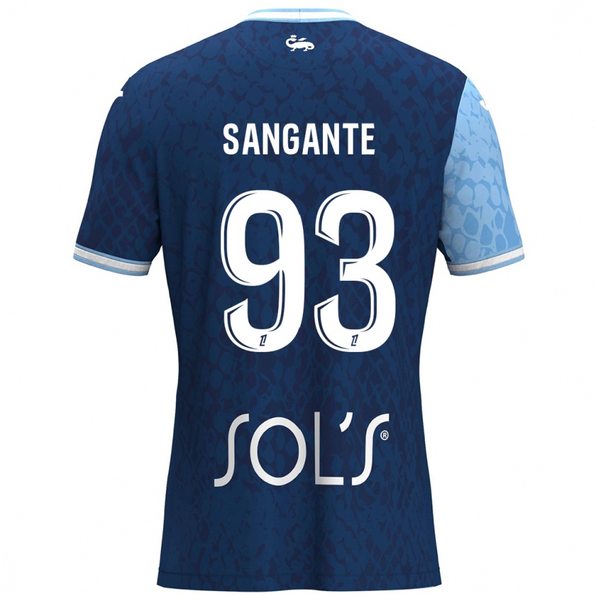 Kids Football Arouna Sangante #93 Sky Blue Dark Blue Home Jersey 2024/25 T-Shirt