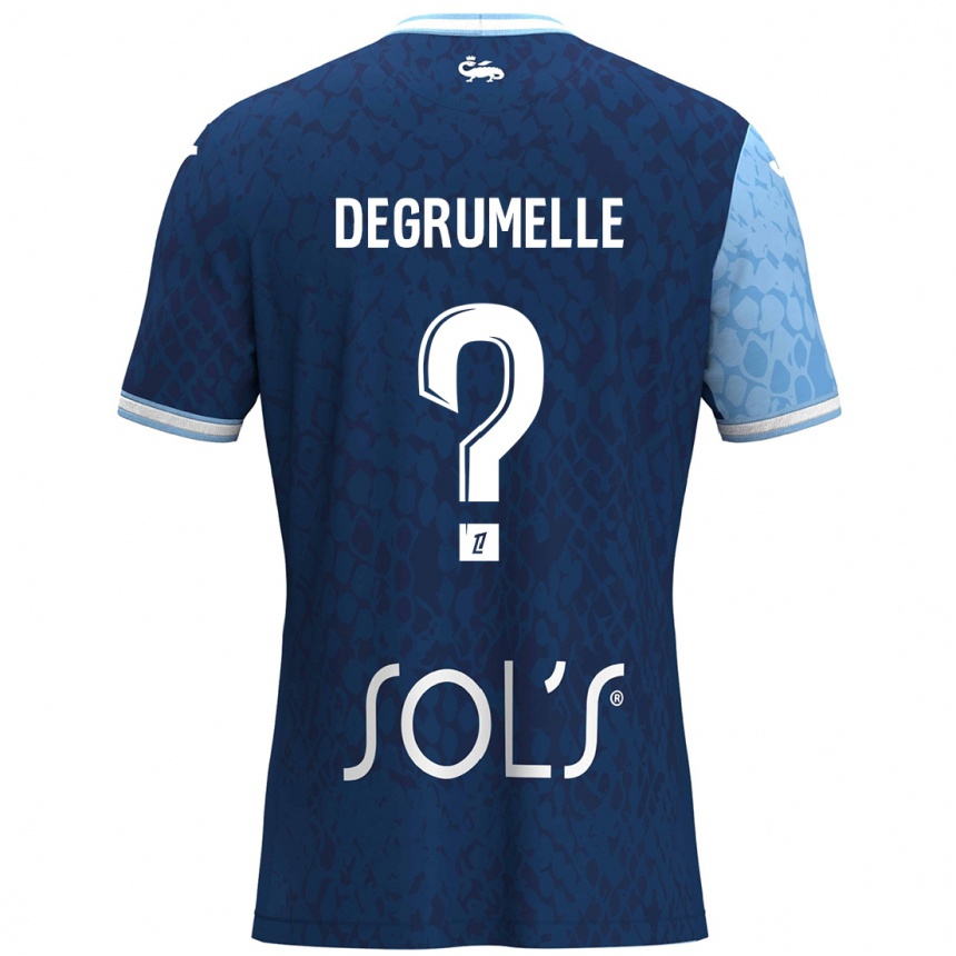 Kids Football Matéo Degrumelle #0 Sky Blue Dark Blue Home Jersey 2024/25 T-Shirt