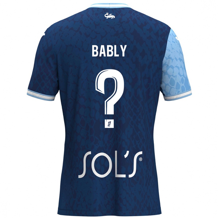 Kids Football Emmanuel Bably #0 Sky Blue Dark Blue Home Jersey 2024/25 T-Shirt