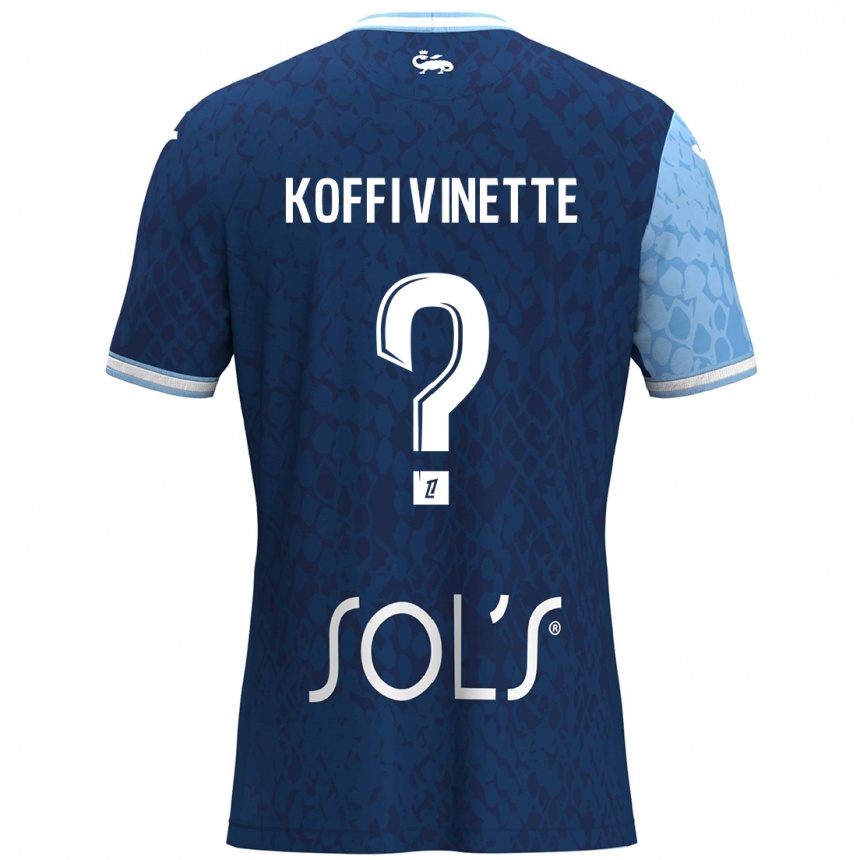 Kids Football Enzo Koffi Vinette #0 Sky Blue Dark Blue Home Jersey 2024/25 T-Shirt