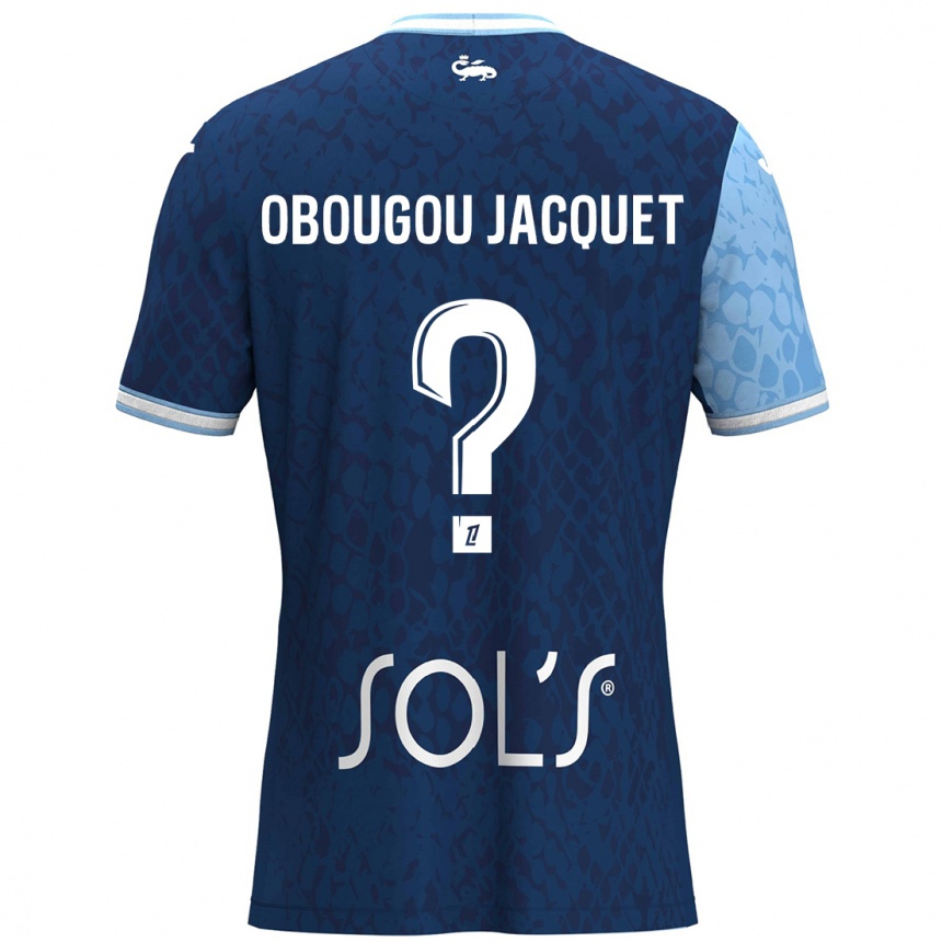 Kids Football Noam Obougou Jacquet #0 Sky Blue Dark Blue Home Jersey 2024/25 T-Shirt