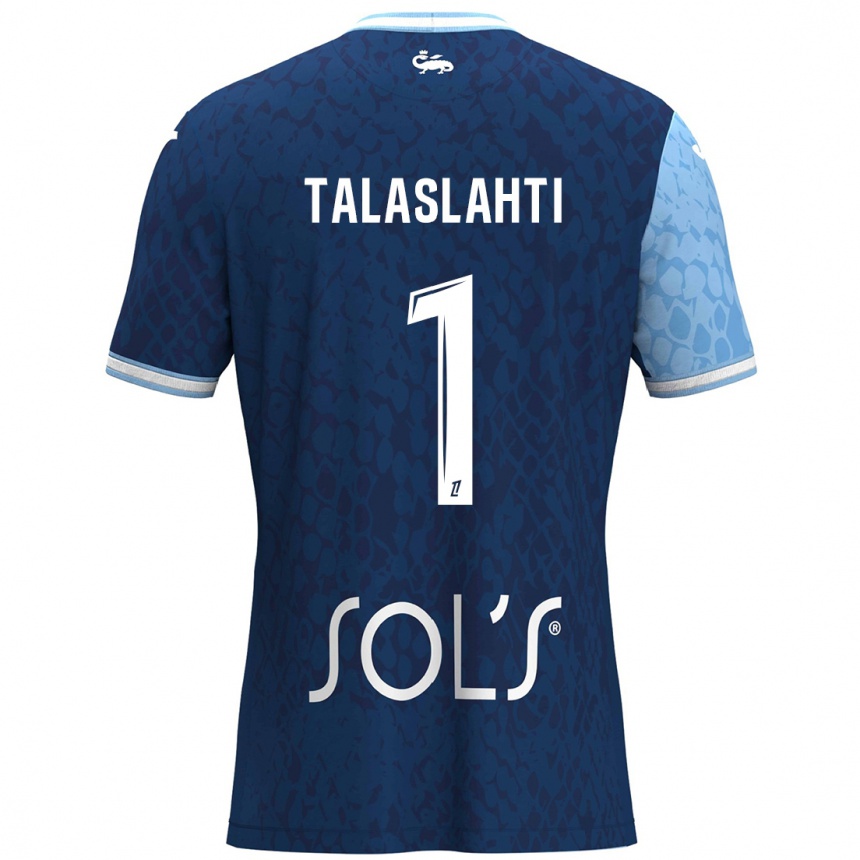 Kids Football Katriina Talaslahti #1 Sky Blue Dark Blue Home Jersey 2024/25 T-Shirt