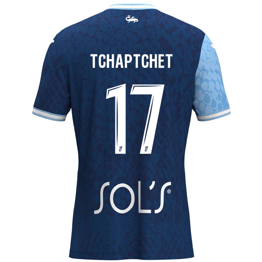 Kids Football Chanel Tchaptchet #17 Sky Blue Dark Blue Home Jersey 2024/25 T-Shirt