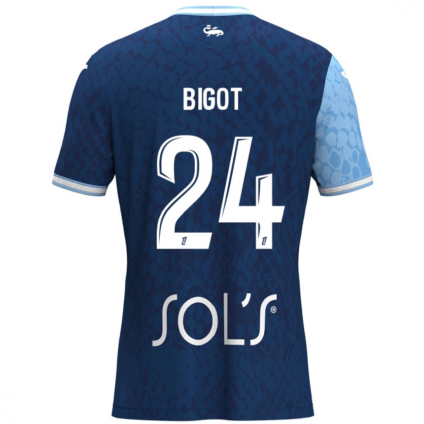 Kids Football Maureen Bigot #24 Sky Blue Dark Blue Home Jersey 2024/25 T-Shirt