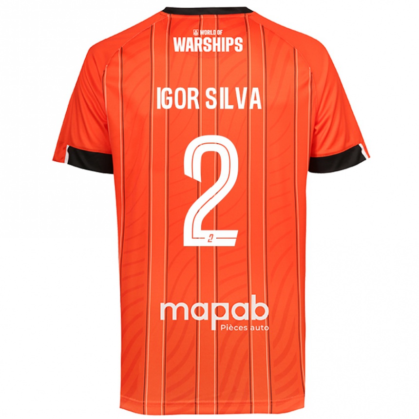 Kids Football Igor Silva #2 Orange Home Jersey 2024/25 T-Shirt