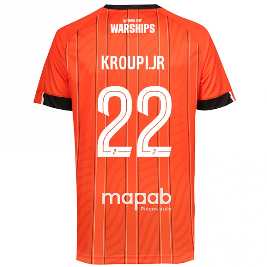 Kids Football Eli Junior Kroupi #22 Orange Home Jersey 2024/25 T-Shirt