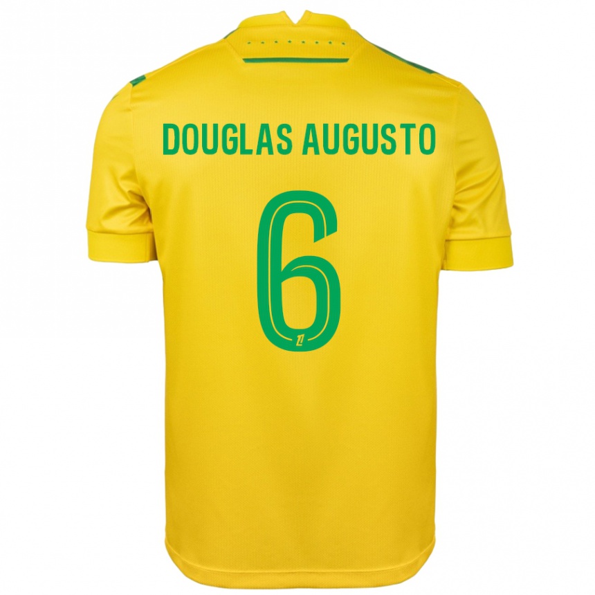 Kids Football Douglas Augusto #6 Yellow Green Home Jersey 2024/25 T-Shirt