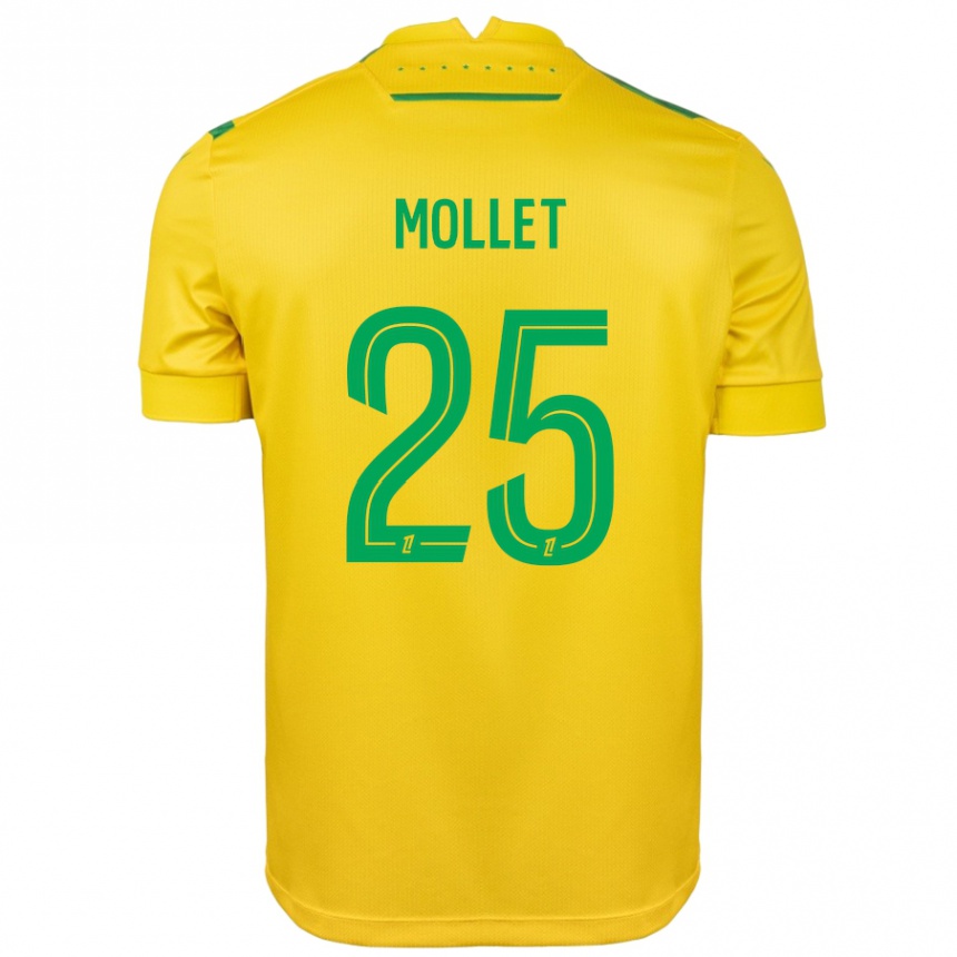 Kids Football Florent Mollet #25 Yellow Green Home Jersey 2024/25 T-Shirt