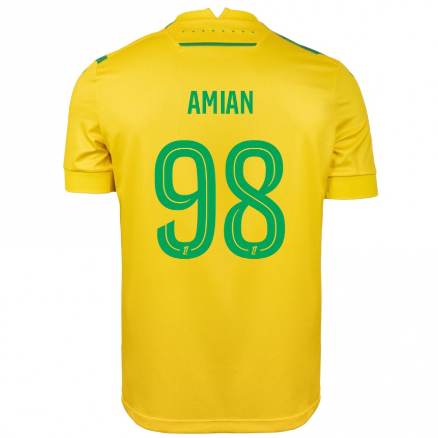 Kids Football Kelvin Amian #98 Yellow Green Home Jersey 2024/25 T-Shirt