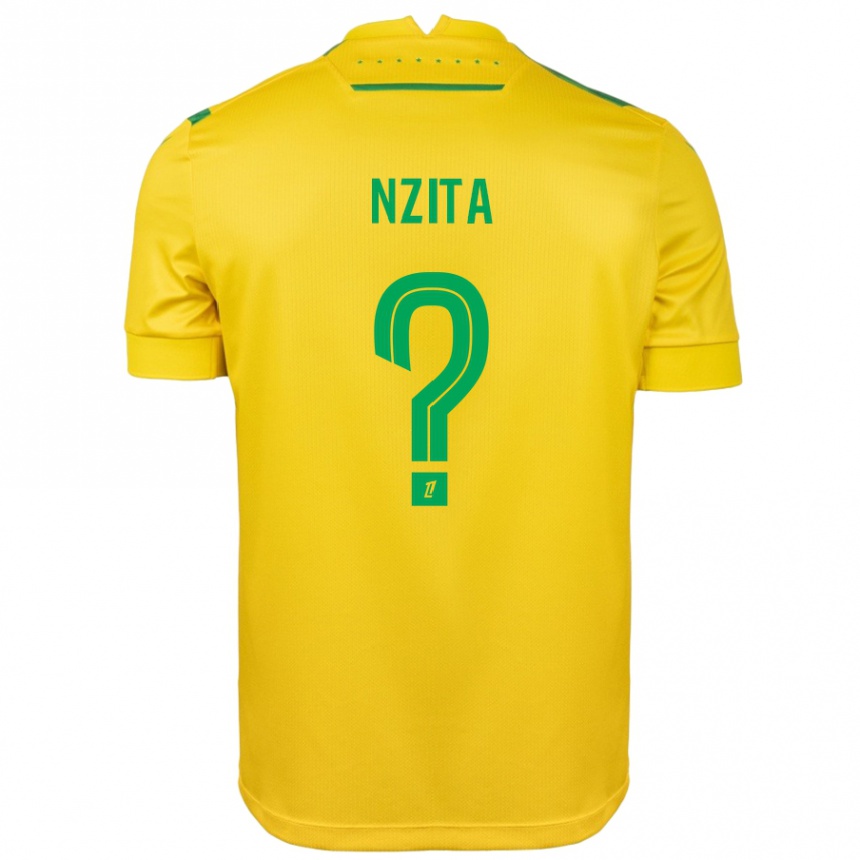 Kids Football Brayan Nzita #0 Yellow Green Home Jersey 2024/25 T-Shirt