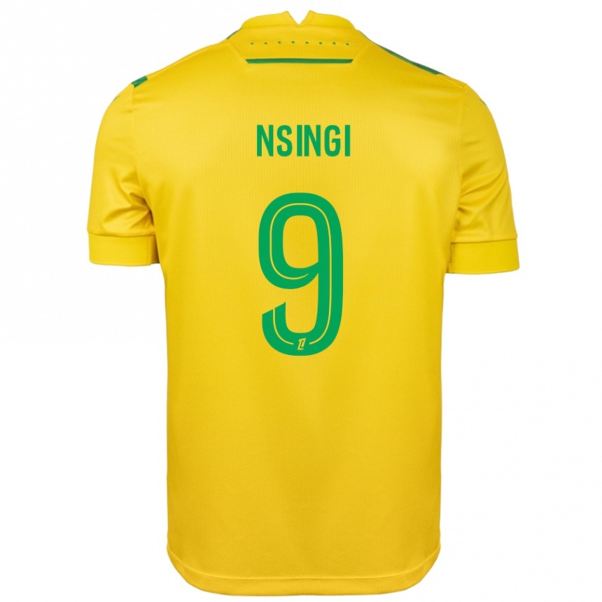 Kids Football Plamedi Nsingi #9 Yellow Green Home Jersey 2024/25 T-Shirt