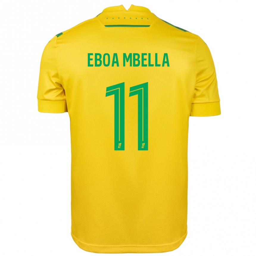 Kids Football Eden Eboa Mbella #11 Yellow Green Home Jersey 2024/25 T-Shirt