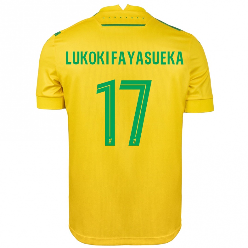 Kids Football Kévin Lukoki Fayasueka #17 Yellow Green Home Jersey 2024/25 T-Shirt