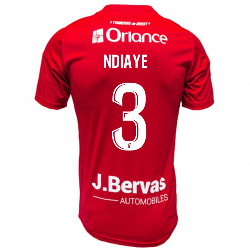 Kids Football Abdoulaye Ndiaye #3 Red White Home Jersey 2024/25 T-Shirt