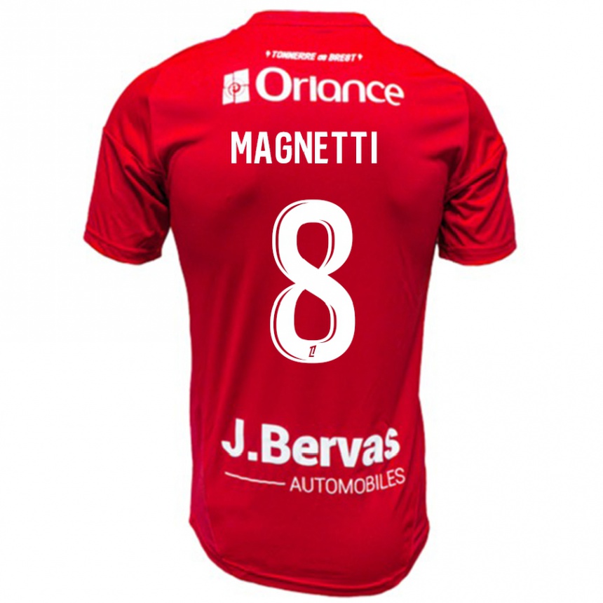 Kids Football Hugo Magnetti #8 Red White Home Jersey 2024/25 T-Shirt