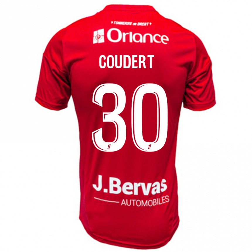 Kids Football Grégoire Coudert #30 Red White Home Jersey 2024/25 T-Shirt