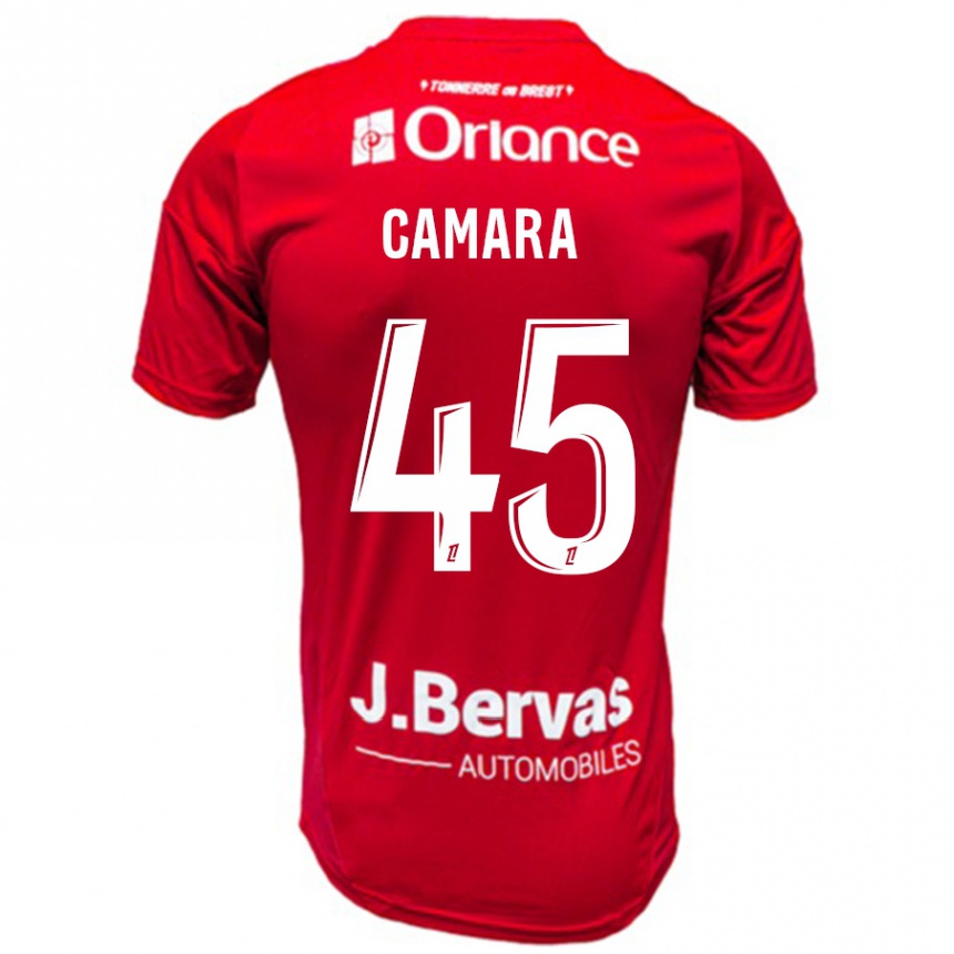 Kids Football Mahdi Camara #45 Red White Home Jersey 2024/25 T-Shirt