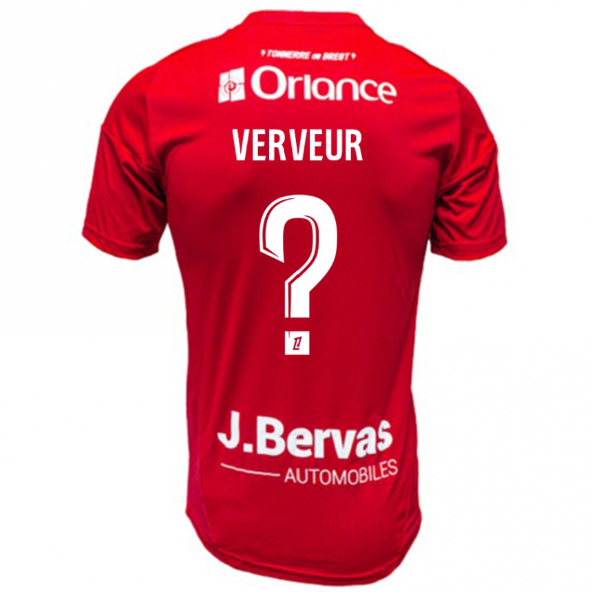 Kids Football Titouan Verveur #0 Red White Home Jersey 2024/25 T-Shirt