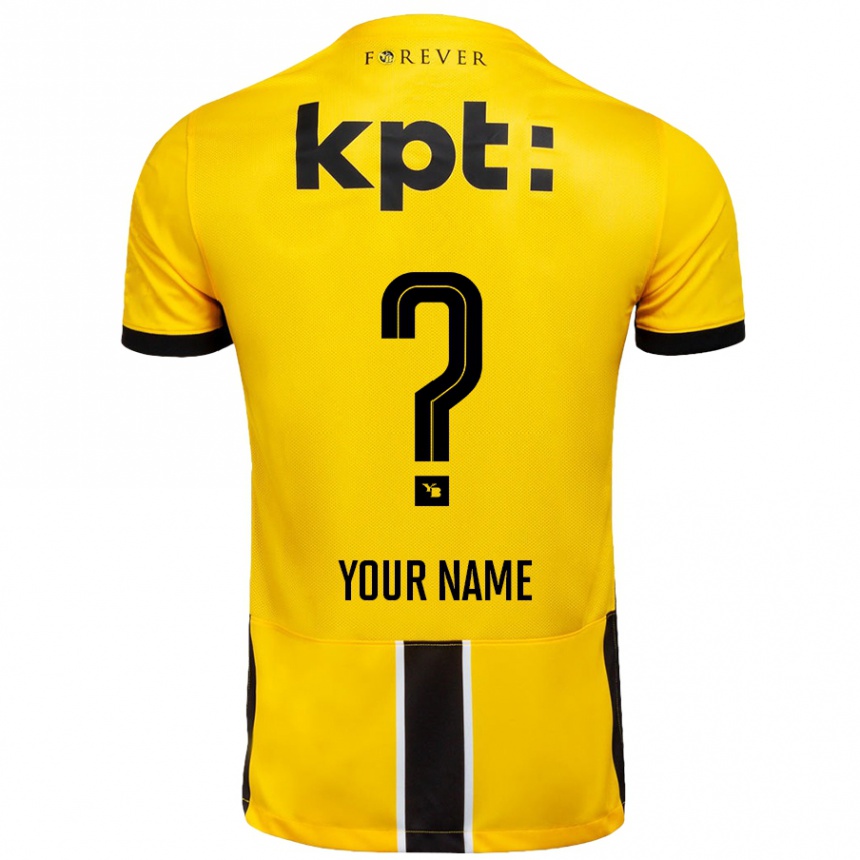 Kids Football Your Name #0 Yellow Black Home Jersey 2024/25 T-Shirt