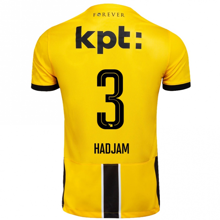 Kids Football Jaouen Hadjam #3 Yellow Black Home Jersey 2024/25 T-Shirt