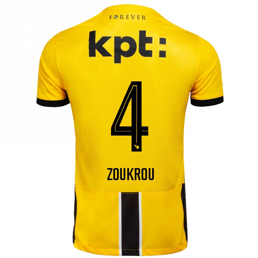 Kids Football Tanguy Zoukrou #4 Yellow Black Home Jersey 2024/25 T-Shirt