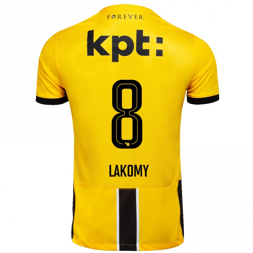 Kids Football Lukasz Lakomy #8 Yellow Black Home Jersey 2024/25 T-Shirt