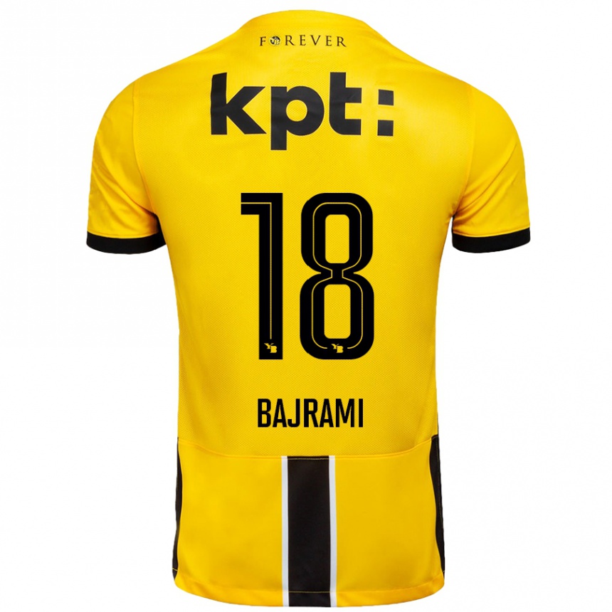 Kids Football Ardian Bajrami #18 Yellow Black Home Jersey 2024/25 T-Shirt