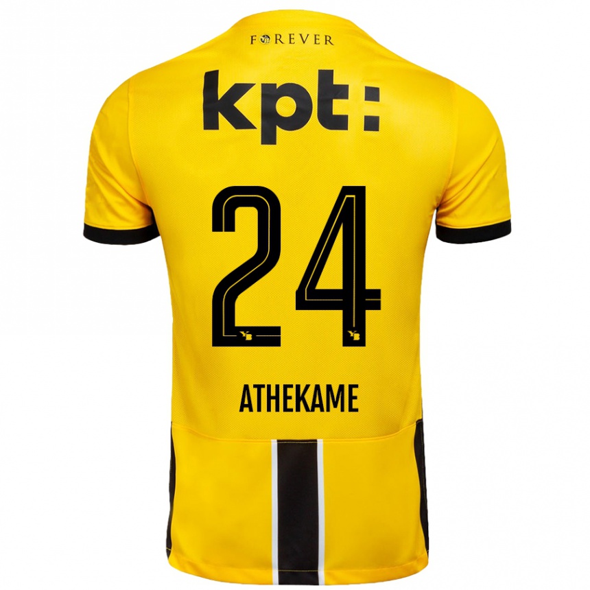 Kids Football Zachary Athekame #24 Yellow Black Home Jersey 2024/25 T-Shirt