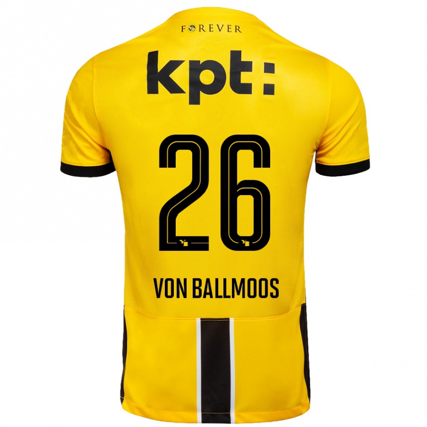 Kids Football David Von Ballmoos #26 Yellow Black Home Jersey 2024/25 T-Shirt