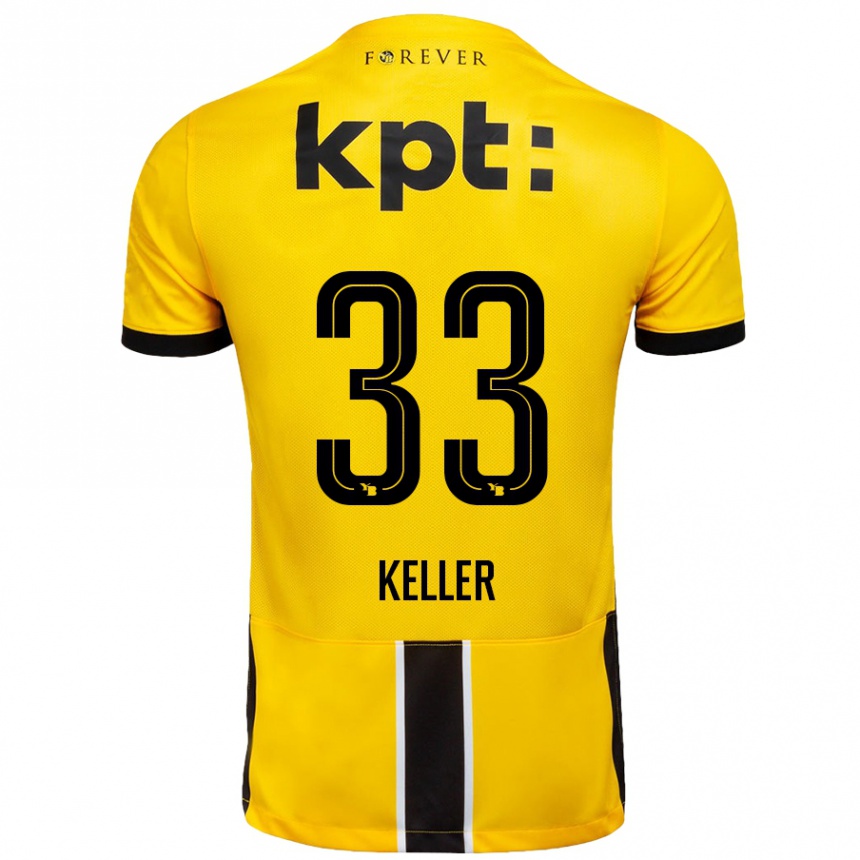 Kids Football Marvin Keller #33 Yellow Black Home Jersey 2024/25 T-Shirt