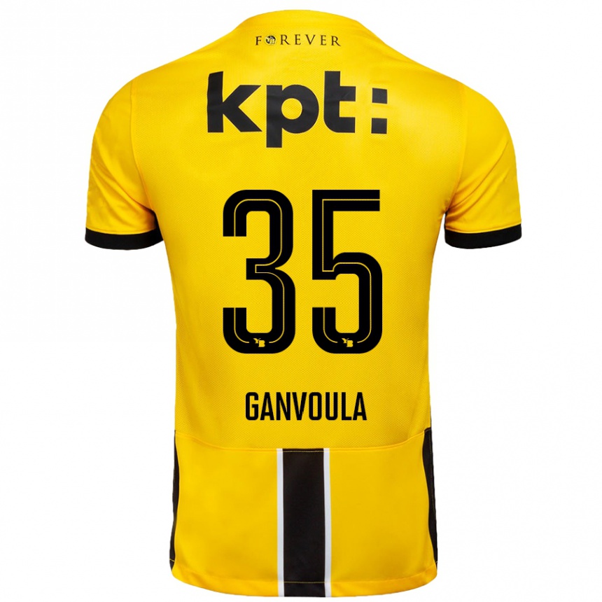 Kids Football Silvere Ganvoula #35 Yellow Black Home Jersey 2024/25 T-Shirt