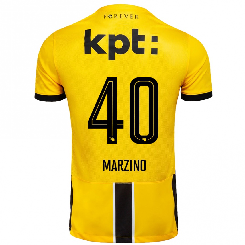 Kids Football Dario Marzino #40 Yellow Black Home Jersey 2024/25 T-Shirt