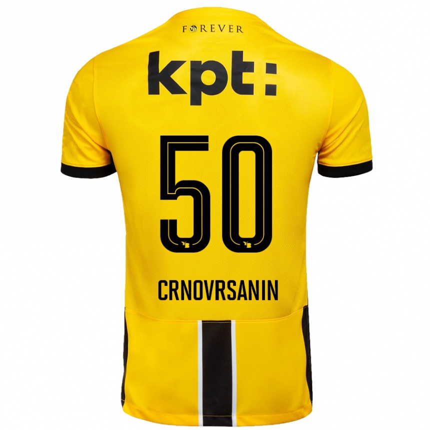 Kids Football Sadin Crnovrsanin #50 Yellow Black Home Jersey 2024/25 T-Shirt