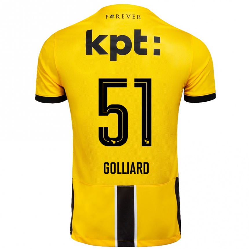 Kids Football Théo Golliard #51 Yellow Black Home Jersey 2024/25 T-Shirt