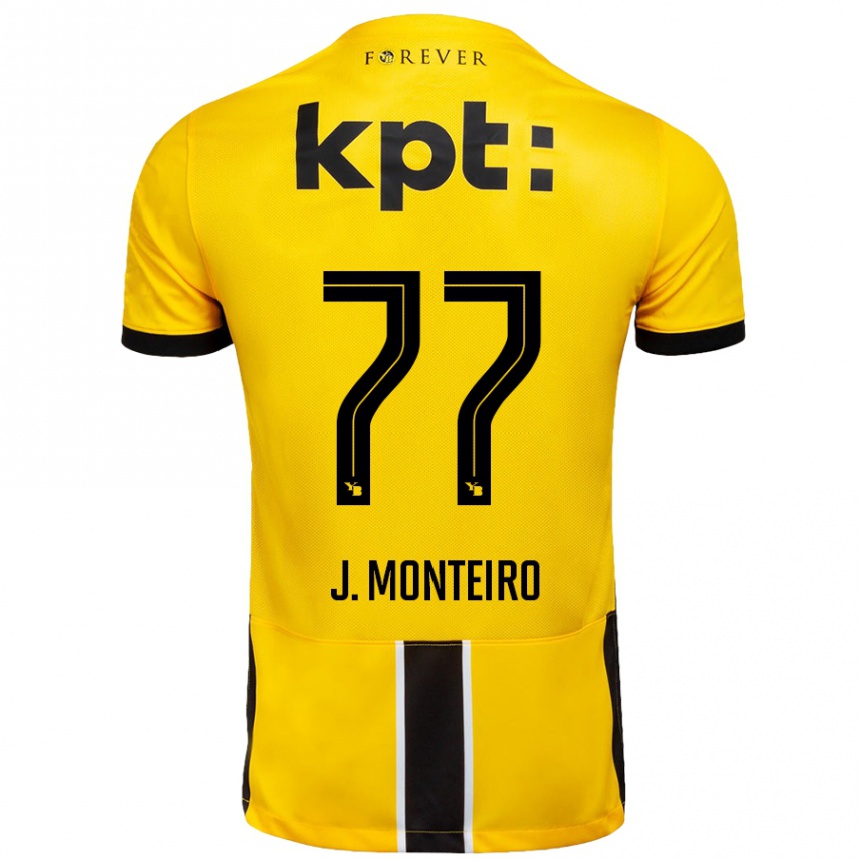 Kids Football Joël Monteiro #77 Yellow Black Home Jersey 2024/25 T-Shirt