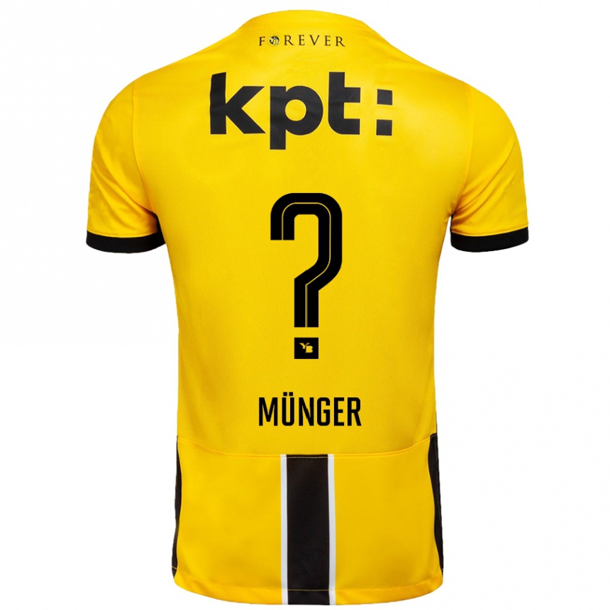 Kids Football Nil Münger #0 Yellow Black Home Jersey 2024/25 T-Shirt